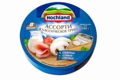 Сыр плавленый Hochland Ассорти 140г круг Россия