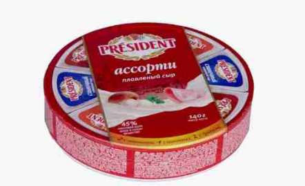 Сыр плавленый President Ассорти-2  45% 140г Россия