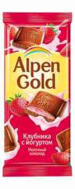 Шоколад молочный Alpen Gold клубника/йогурт 90г ф/п