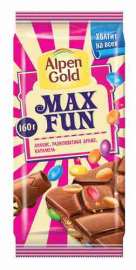 Шоколад молочный Alpen Gold Max Fun арахис/драже/карамель 160г