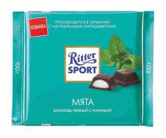 Шоколад тёмный Ritter-sport с мятой  100г