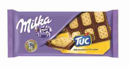 Шоколад Milka молочный с соленым крекером TUC 87г