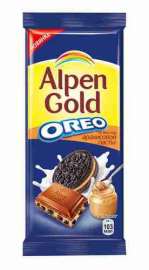 Шоколад молочный с начинкой Alpen Gold ОREO со вкусом арахисовой пасты/кусочками печенья 19х95г