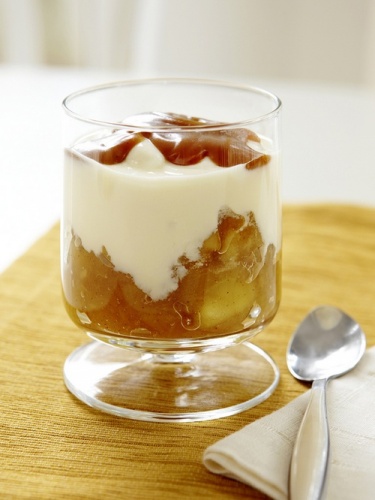 Домашний йогурт с яблочным компотом