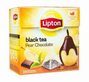 Чай Lipton Pear Chocolate черный байховый ароматизированный с кусочками груши, 20 пир
