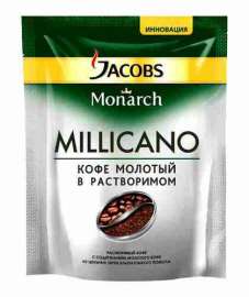 Кофе Jacobs Monarch Millicano растворимый с доб молотого 150г пак
