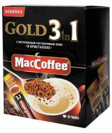 Кофе MacCoffee 3в1 Голд 16г*20шт карт уп