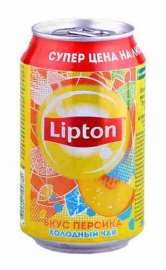 Напиток Lipton чай черный персик б/алк 0,33л ж/б